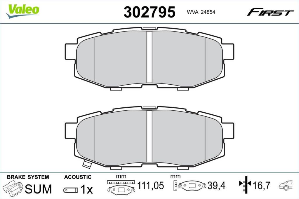 Jogo de 4 pastilhas de travão VALEO ref. 302795